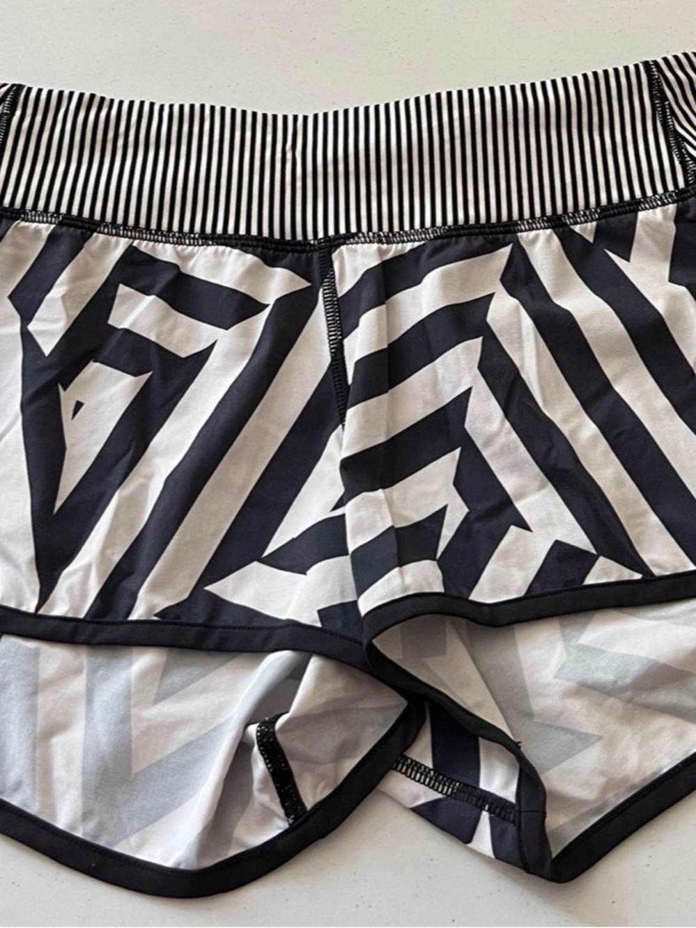 Lululemon Striped Black & White Women’s Athletic Shorts - Picture 5 of 7
